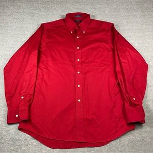 Izod Mens Red Long Sleeve Twill Wrinkle Free‎ Button Down Shirt. Size Large